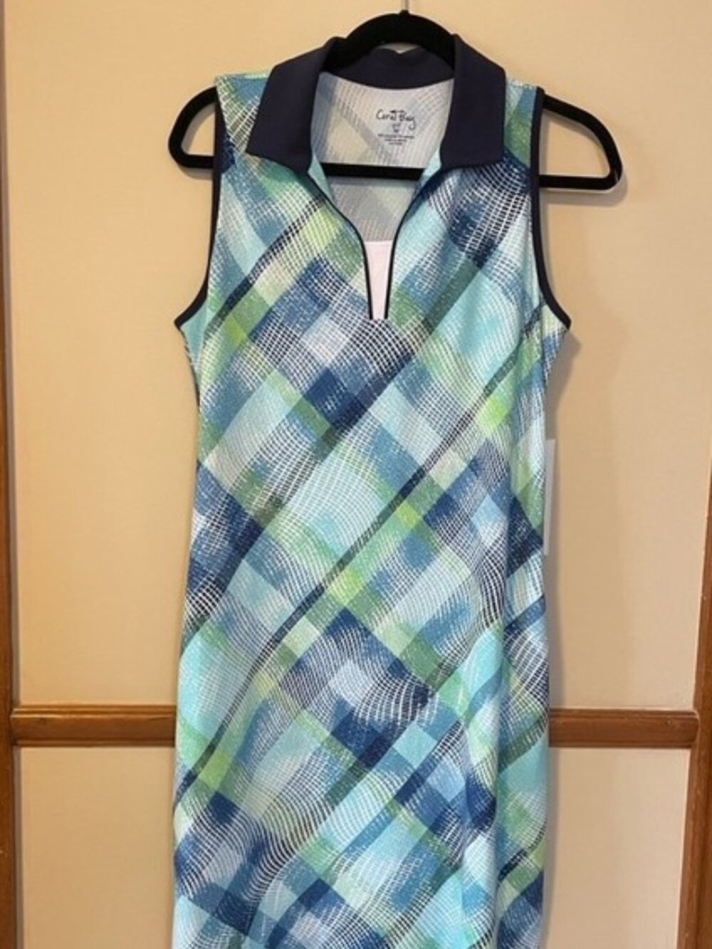 😎 Coral Bay Sleeveless Golf Dress in Light Blue, Navy & Green (M)